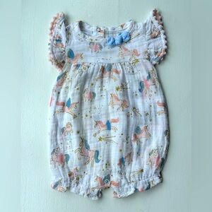 NEW Mud Pie Glittery Unicorn Bubble size 0-3 Months